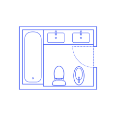 Layouts Bathrooms Primary Bidet 2 Wall Center Printable Line Art Svg, Free Vectors File